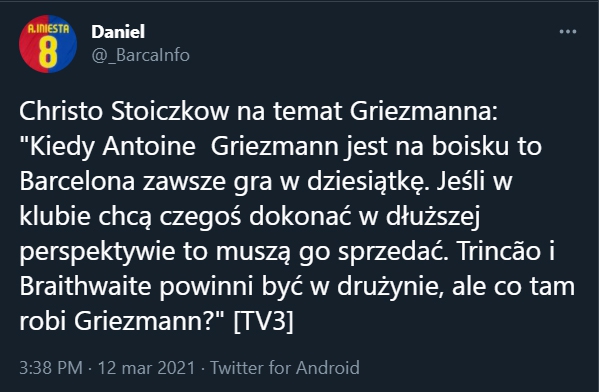 Stoiczkow OSTRO przejechał się po Griezmannie!